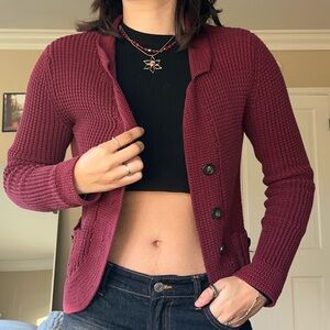 Women's Burgundy Cardigan Sweater